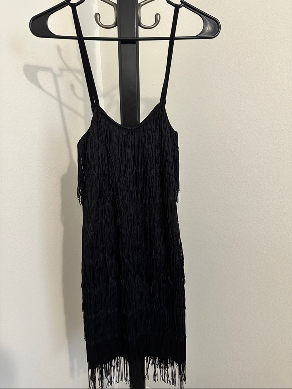 Dreamgirl Black Fringe Slip Mini Dress